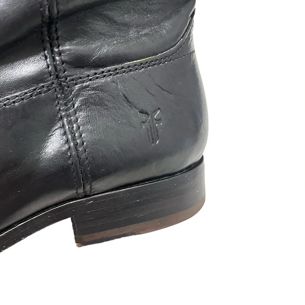 FRYE Melissa‎ Button Lug Equestrian-Inspired Tall Boots in Black Women's Size 6